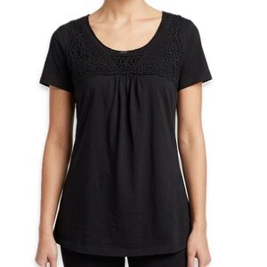 SMX Black Crochet Cotton Loose Top Size Medium
